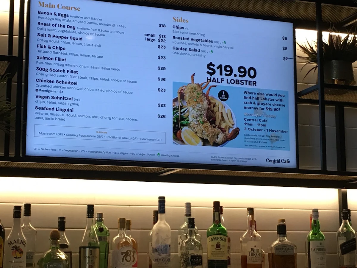 Menu, Central Café