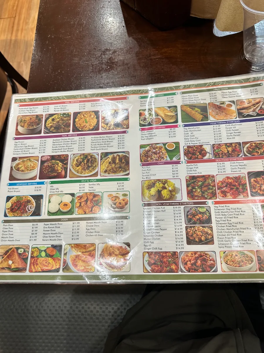 Menu, Sitara Biryani Point