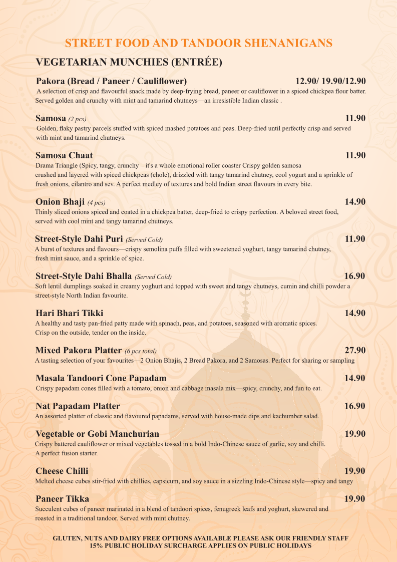 Menu, Kesari Infused Indian Cuisine-Hope Island