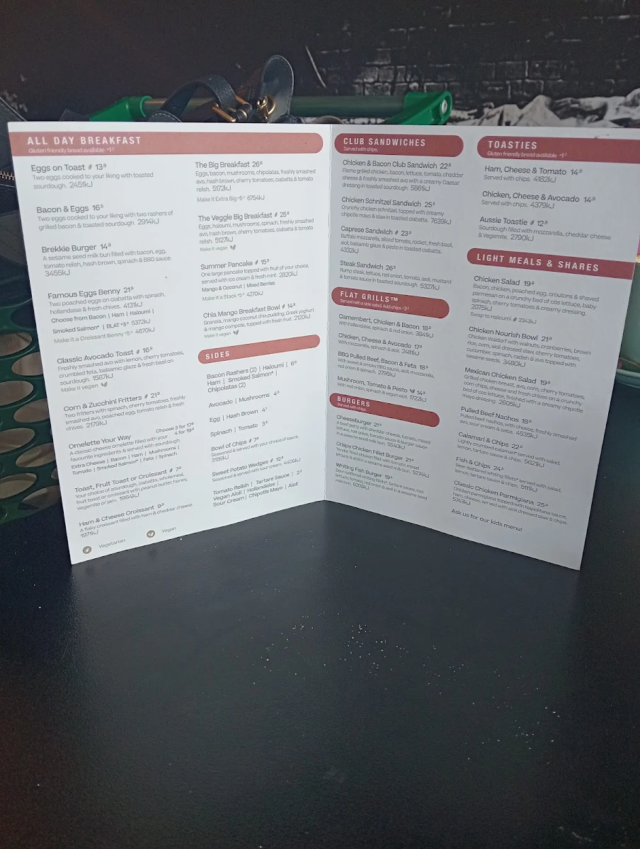 Menu, The Coffee Club