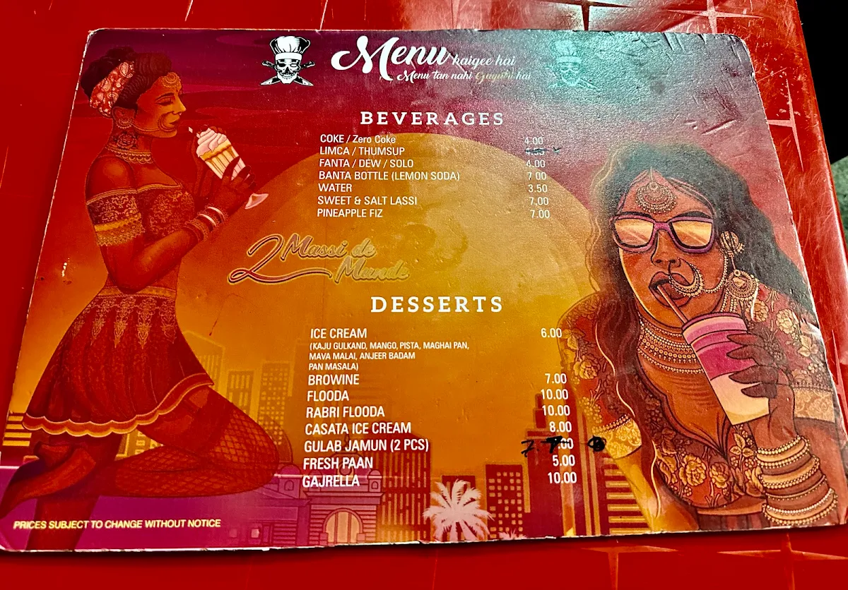 Menu, 2 Massi de Munde springvale