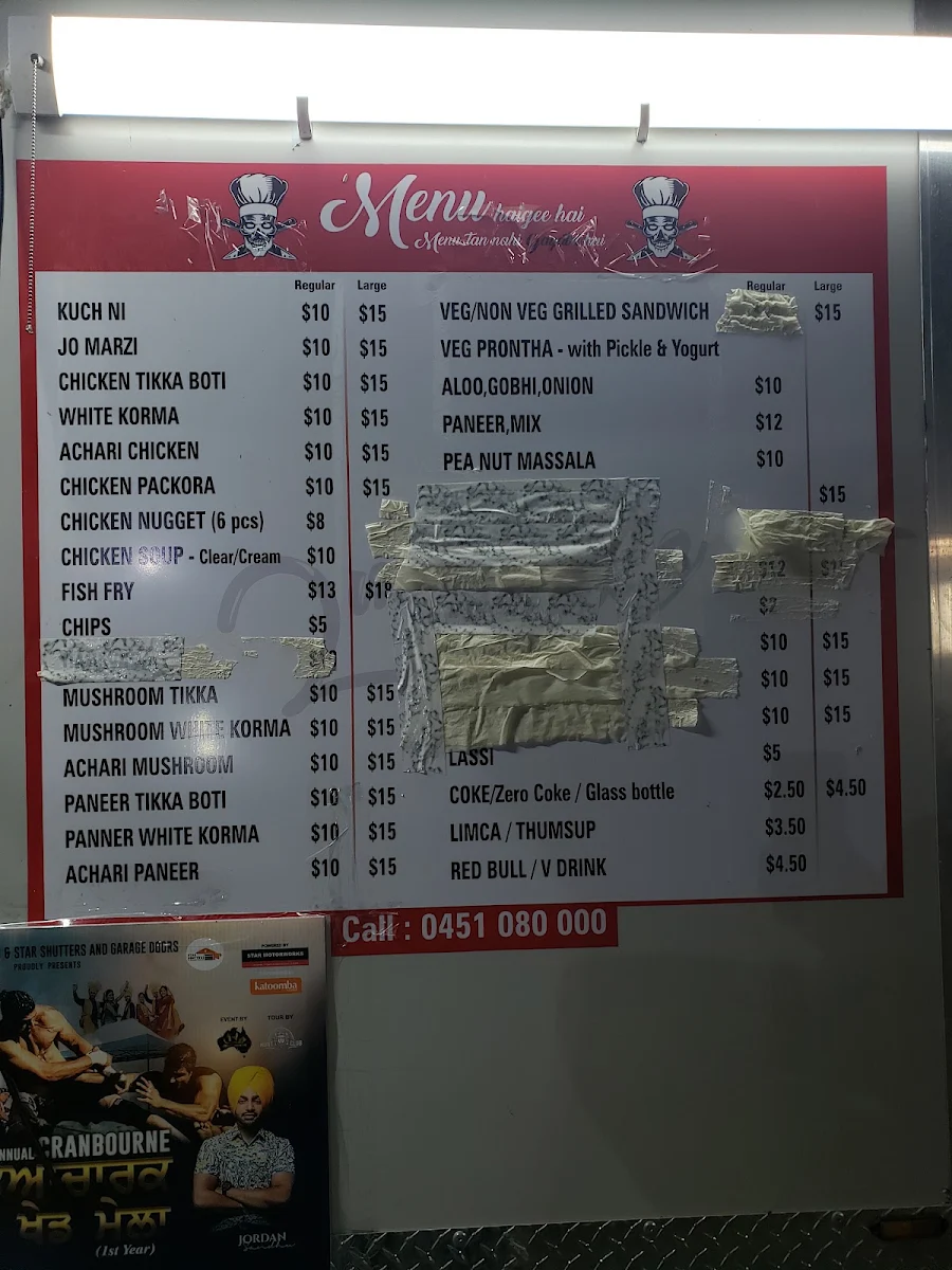 Menu, 2 Massi de Munde springvale