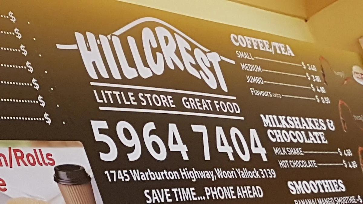 Menu, Hillcrest Little Store Great Food
