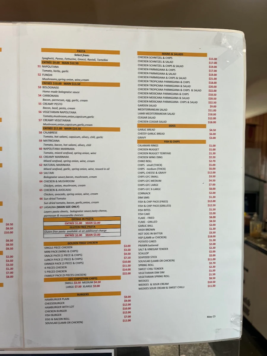 Menu, Ray's Pizza & Pasta
