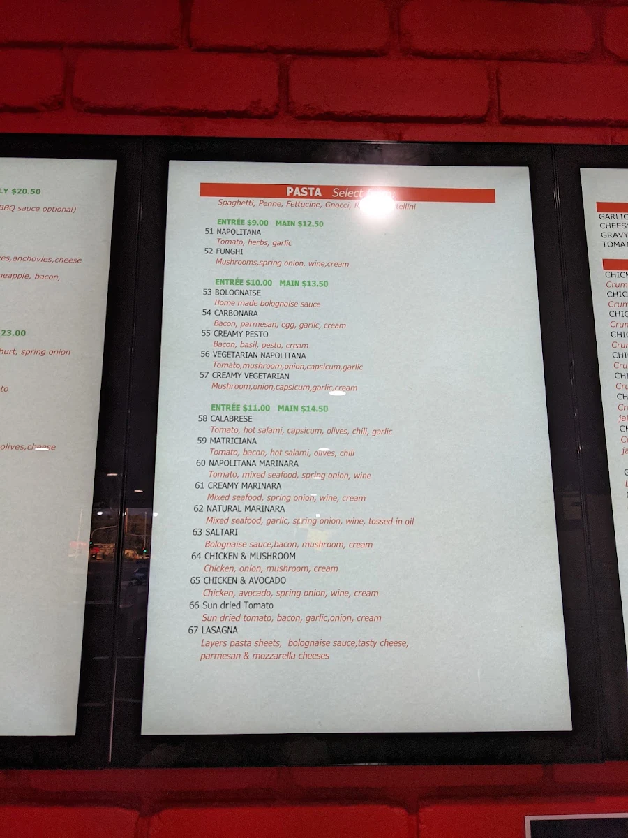 Menu, Ray's Pizza & Pasta