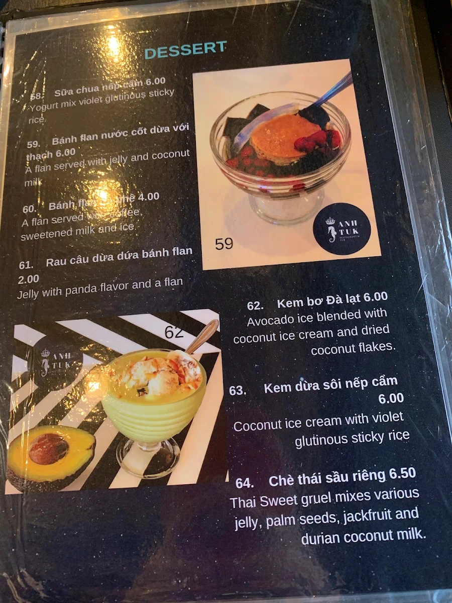 Menu, Anh Tuk