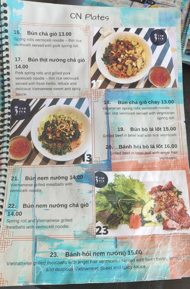 Menu, Anh Tuk