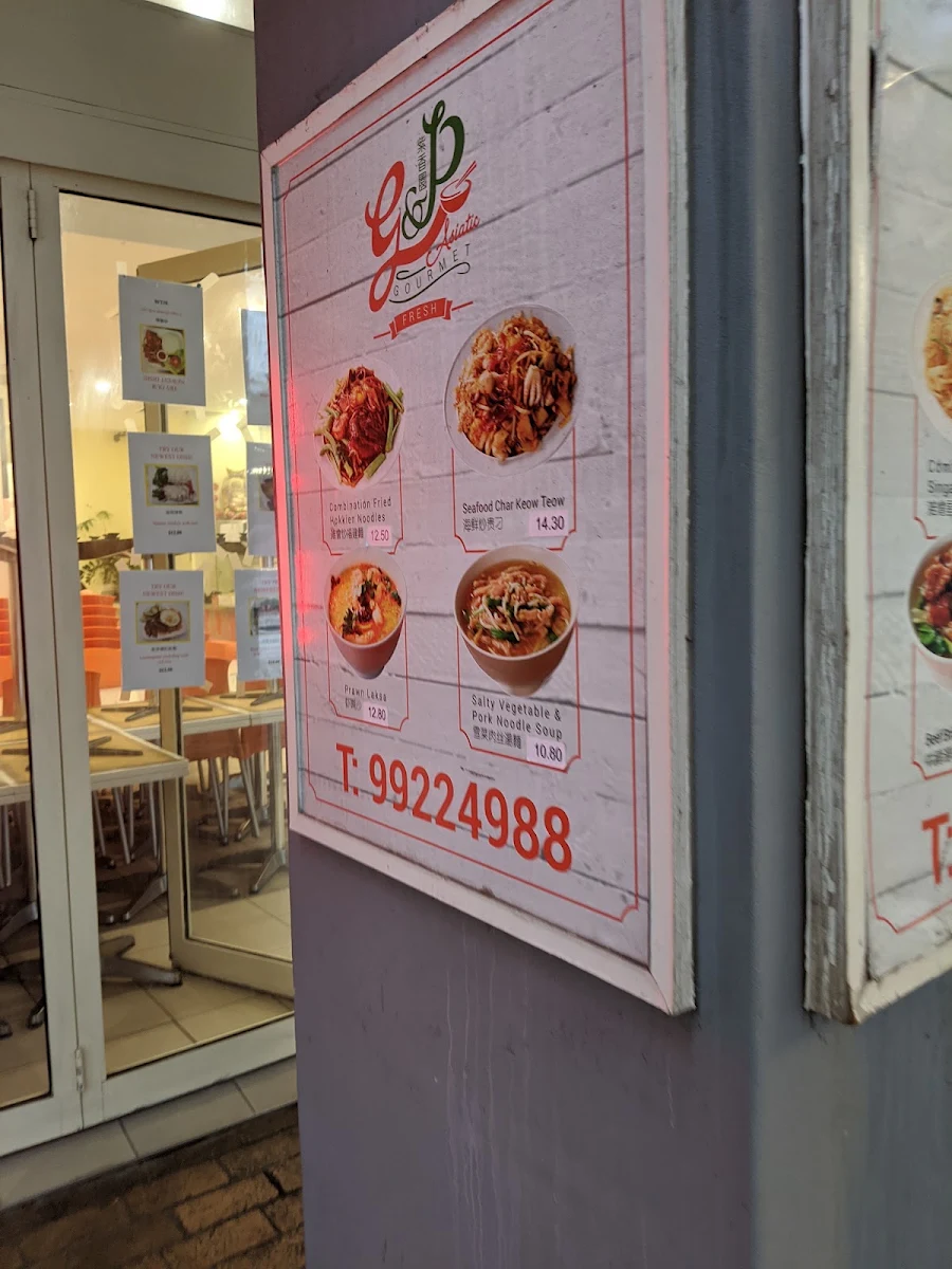 Menu, G and P Asiatic Gourmet