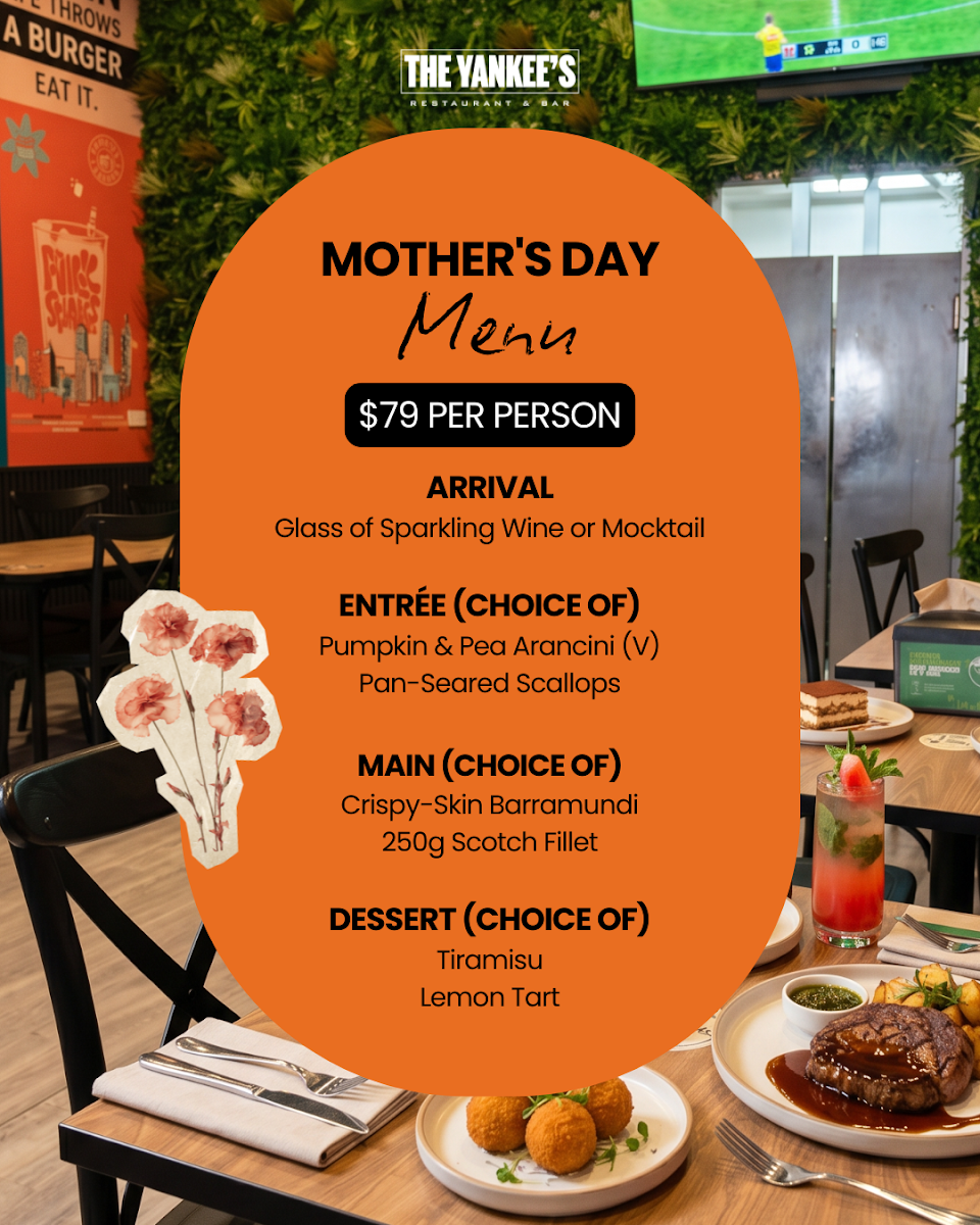 Menu, The Yankee's Restaurant & Bar - Melbourne CBD