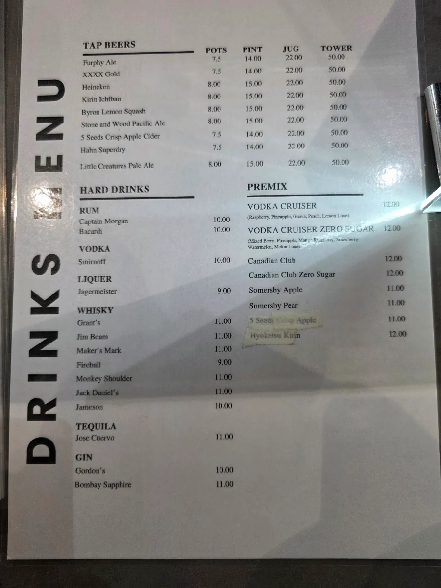Menu, The Yankee's Restaurant & Bar - Melbourne CBD