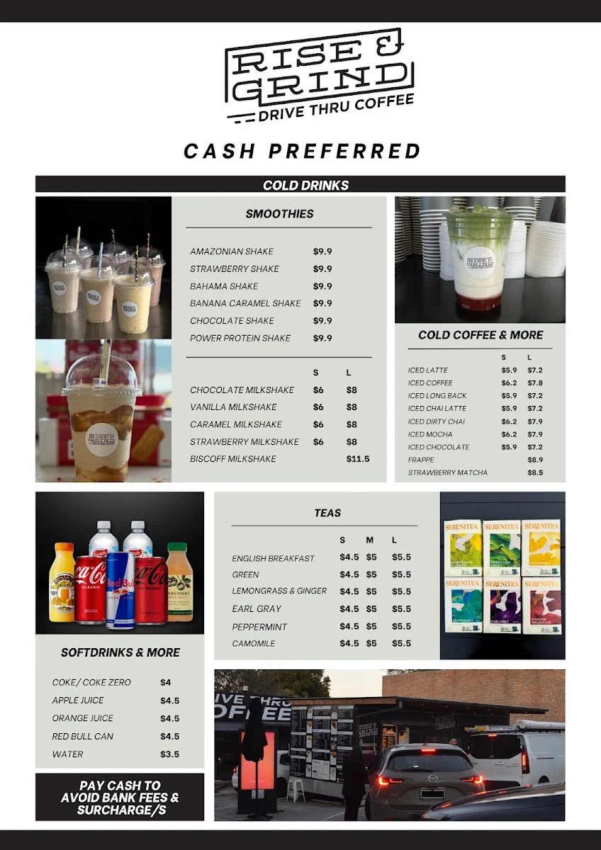 Menu, Rise & Grind Drive Thru Coffee Preston