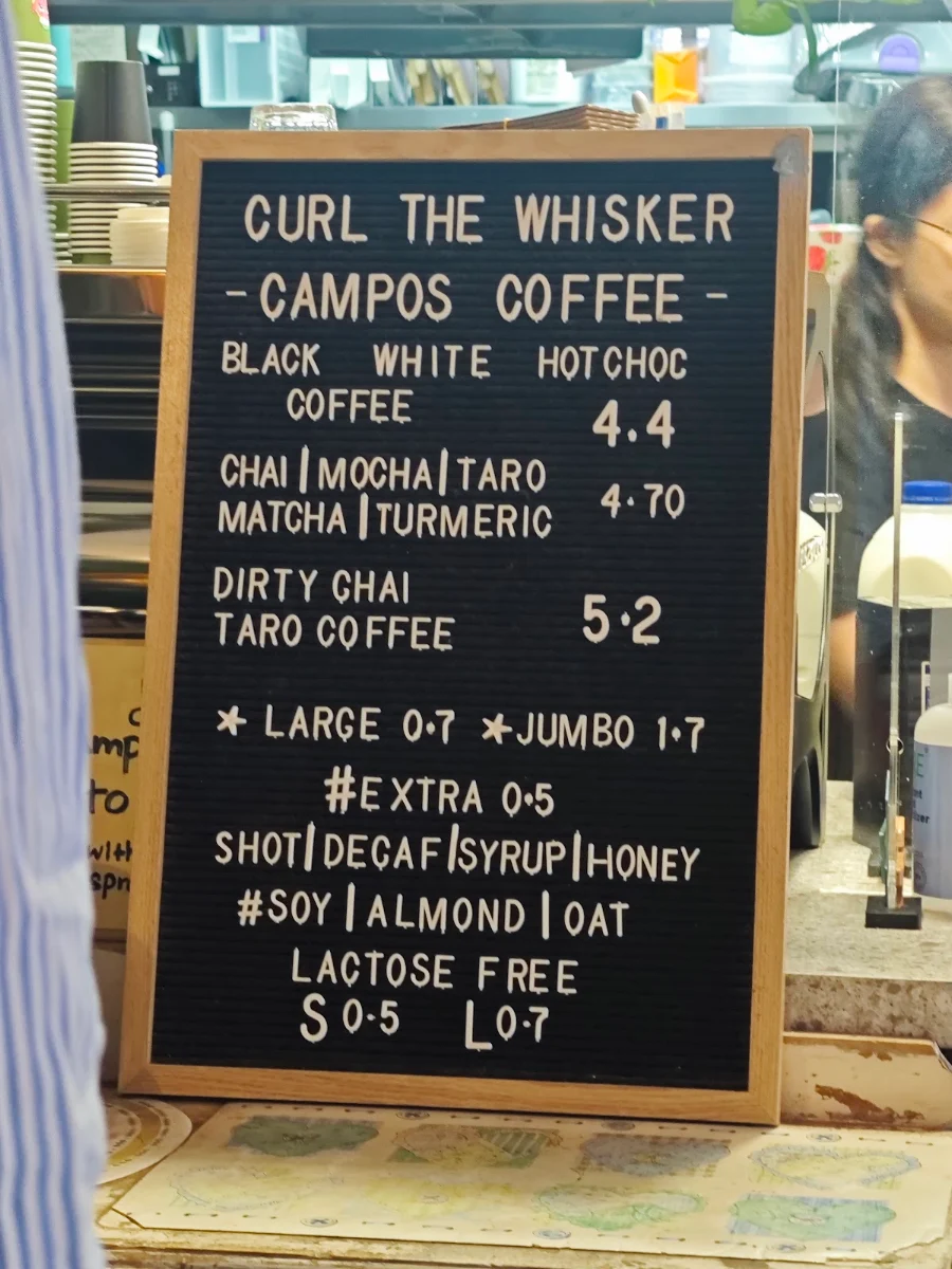 Menu, Curl the Whisker Cafe