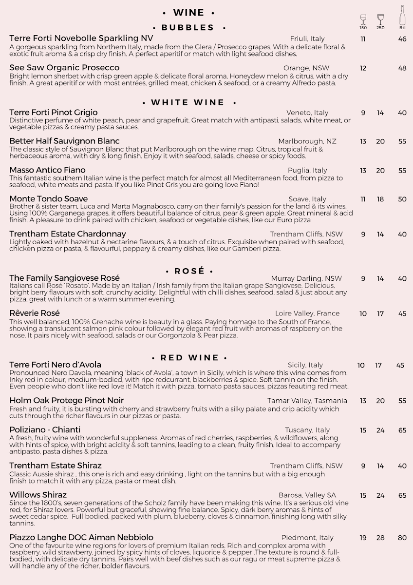 Menu, Proper Pizza Cafe and Bar Victoria Point