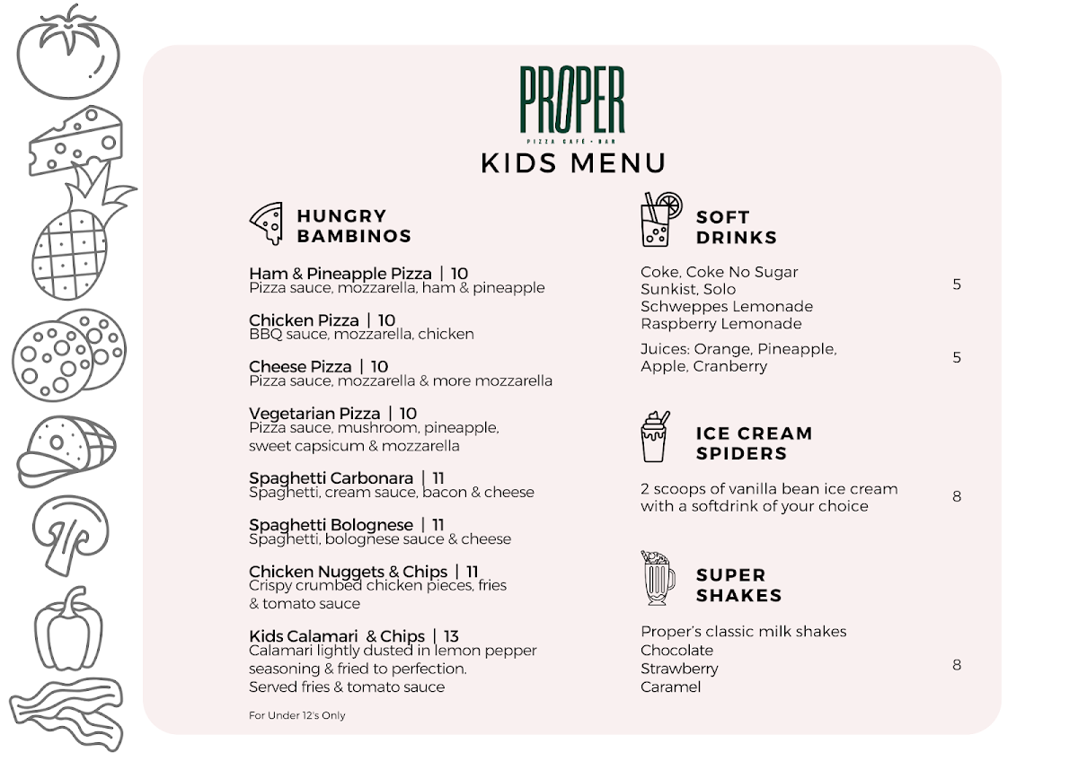 Menu, Proper Pizza Cafe and Bar Victoria Point