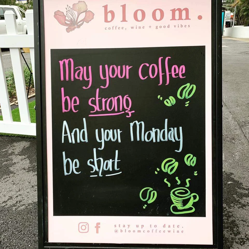 Menu, Bloom on Baxter cafe
