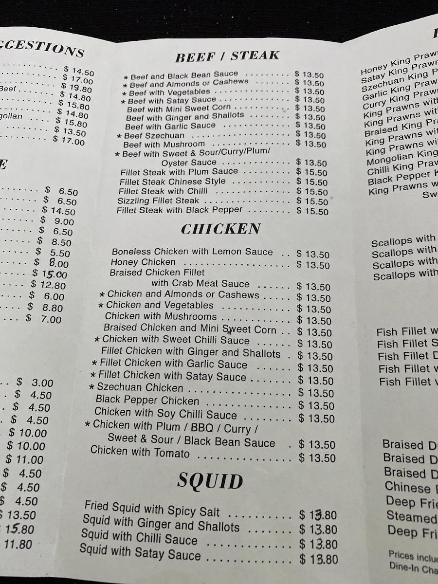 Menu, Mcgraths Hill Chinese Restaurant