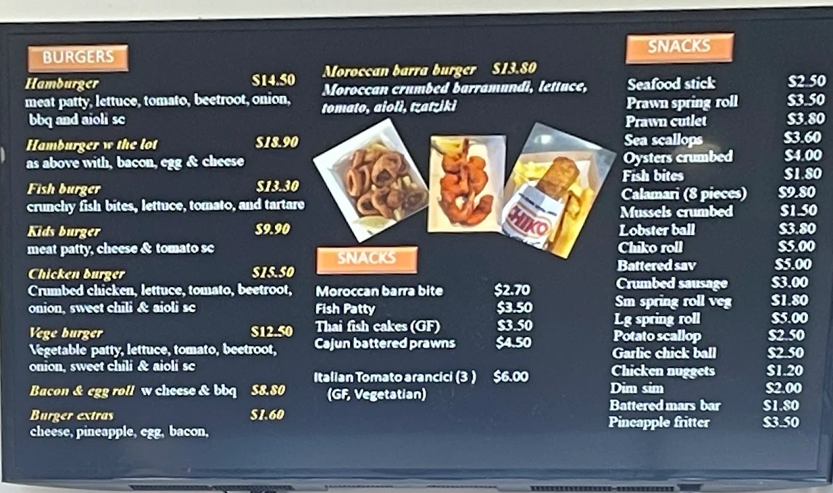 Menu, Noosaville Fish Market