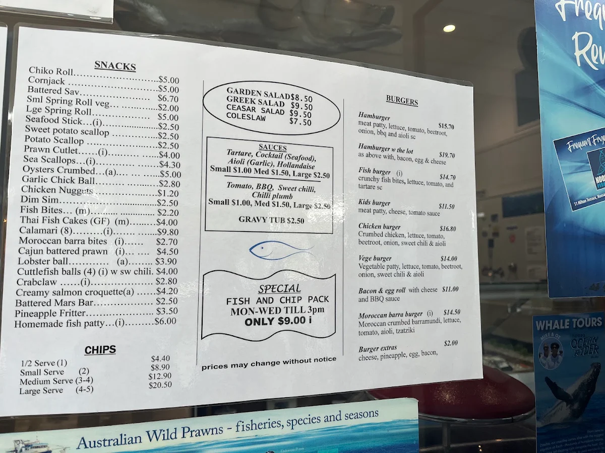 Menu, Noosaville Fish Market