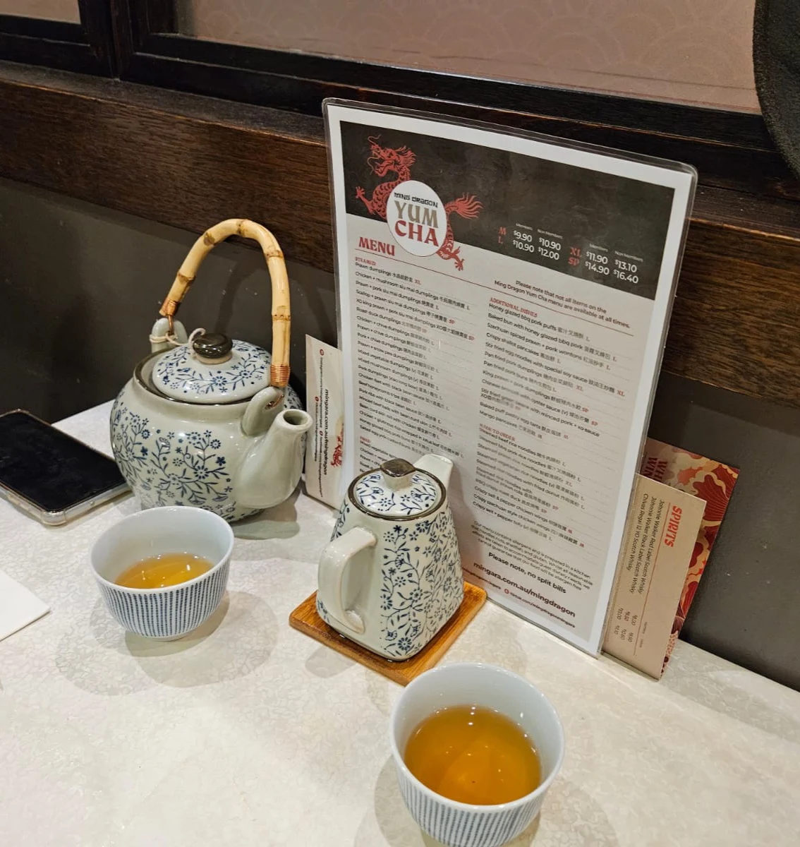 Menu, Ming Dragon