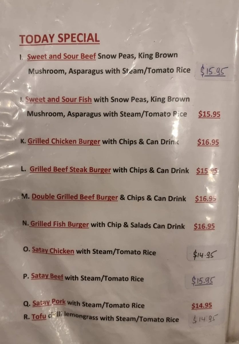 Menu, Pho An 1 Kitchen