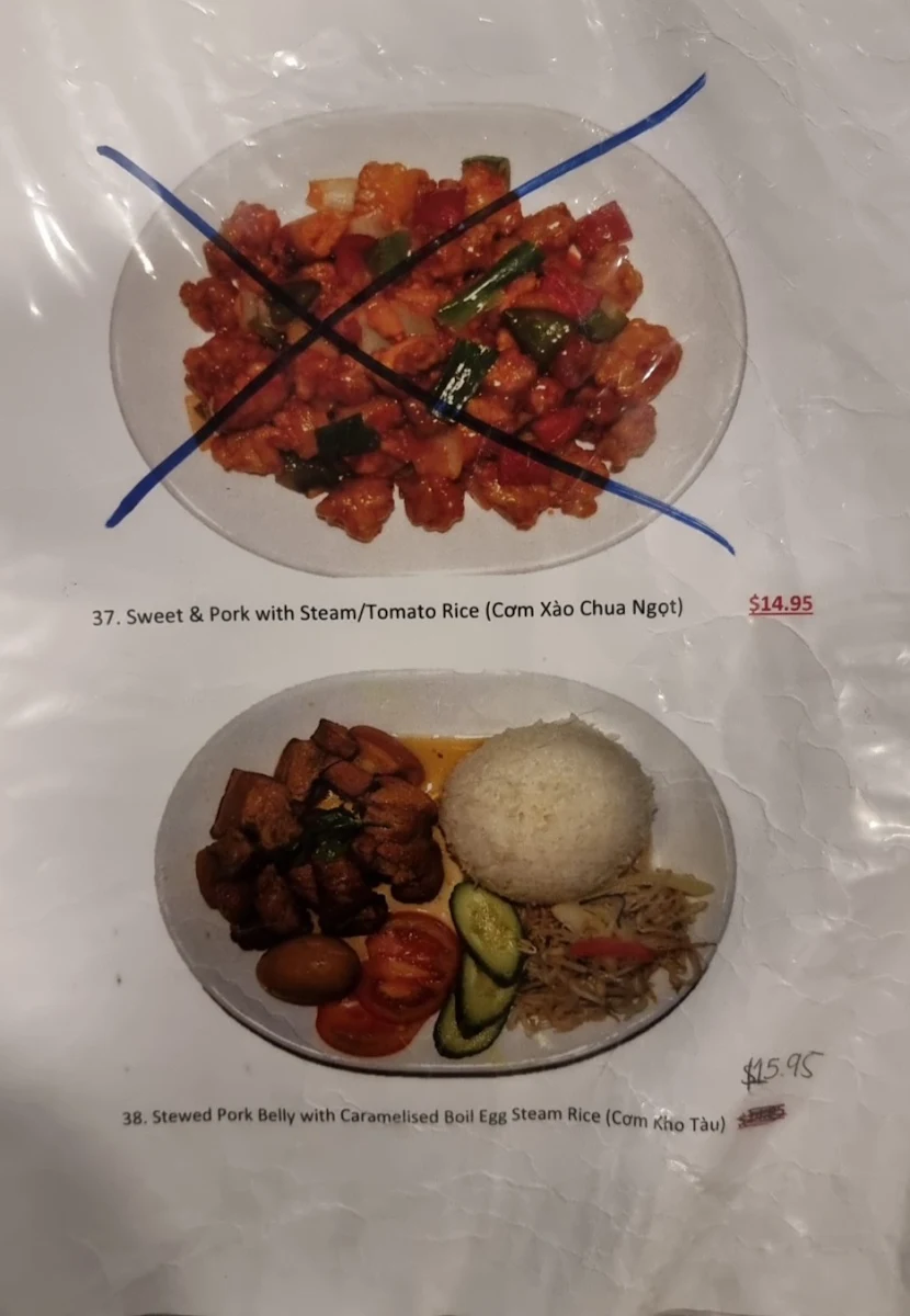 Menu, Pho An 1 Kitchen