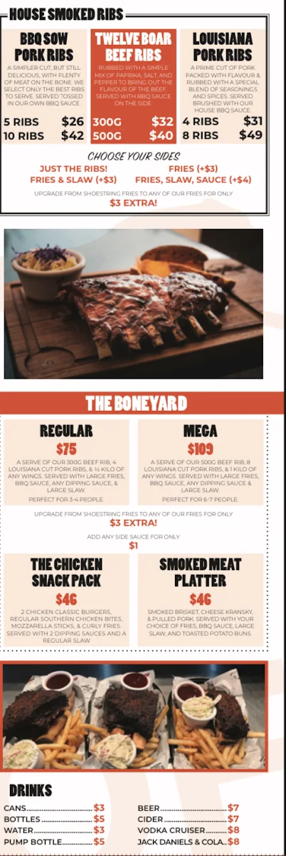 Menu, Twelve Boar American BBQ - Chermside west