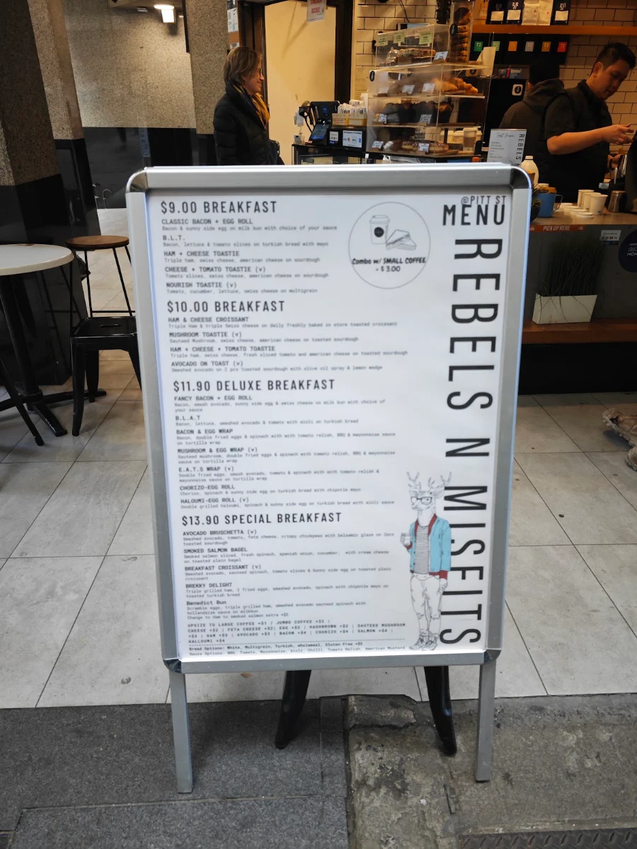Menu, Rebels N Misfits - Pitt Street