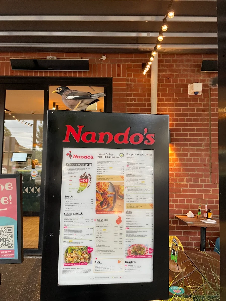 Menu, Nando's Chevron (St Kilda Rd)