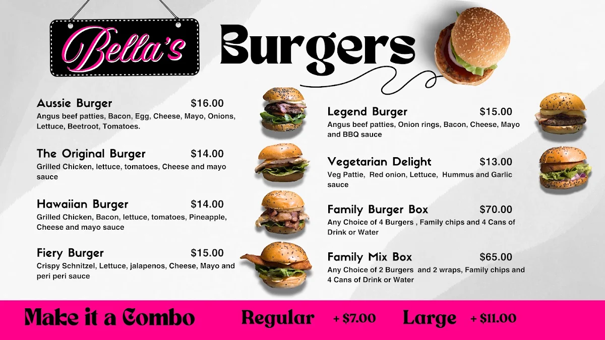 Menu, Bella's Chargrill Chicken