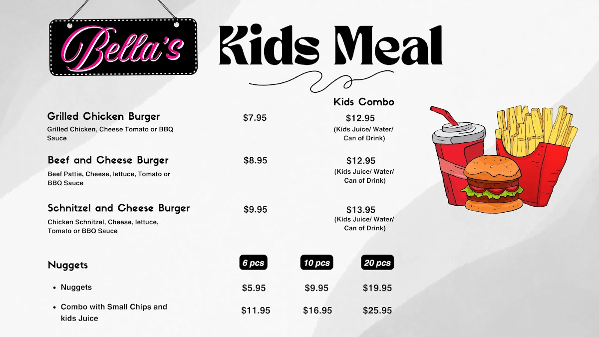 Menu, Bella's Chargrill Chicken