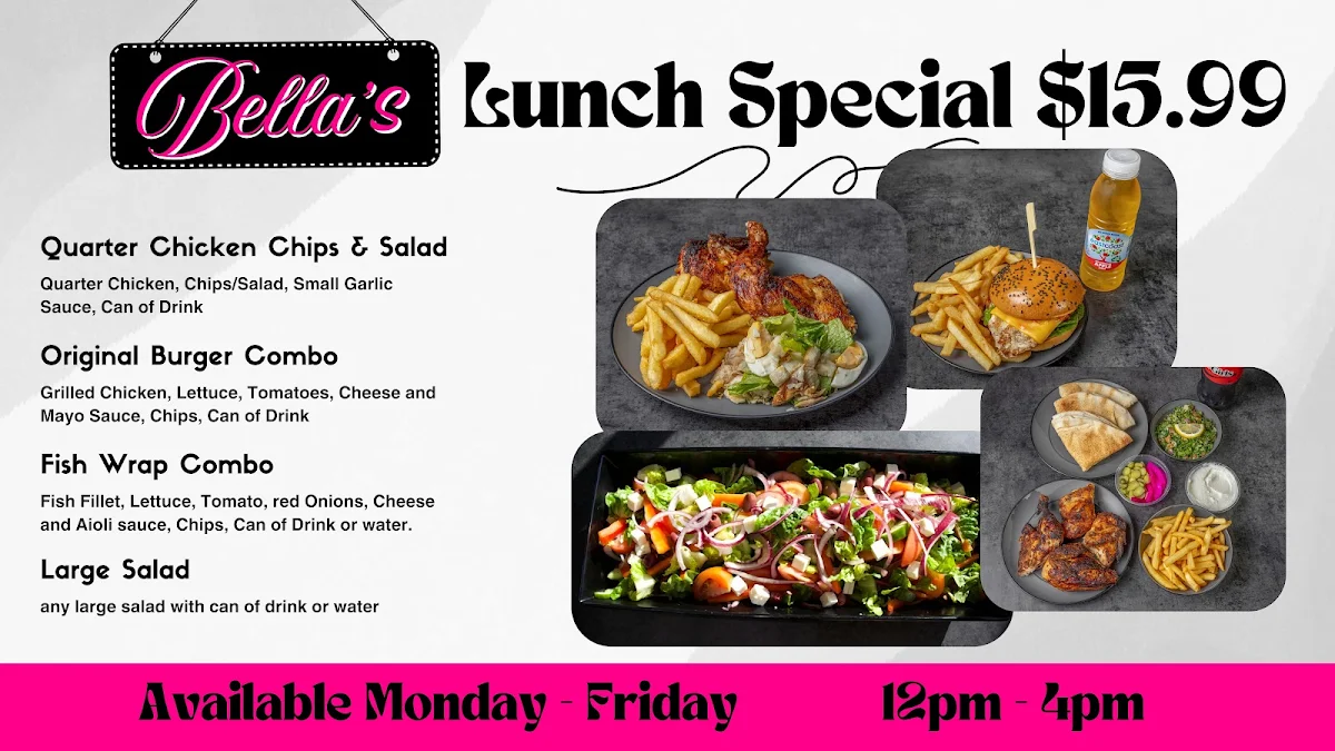 Menu, Bella's Chargrill Chicken