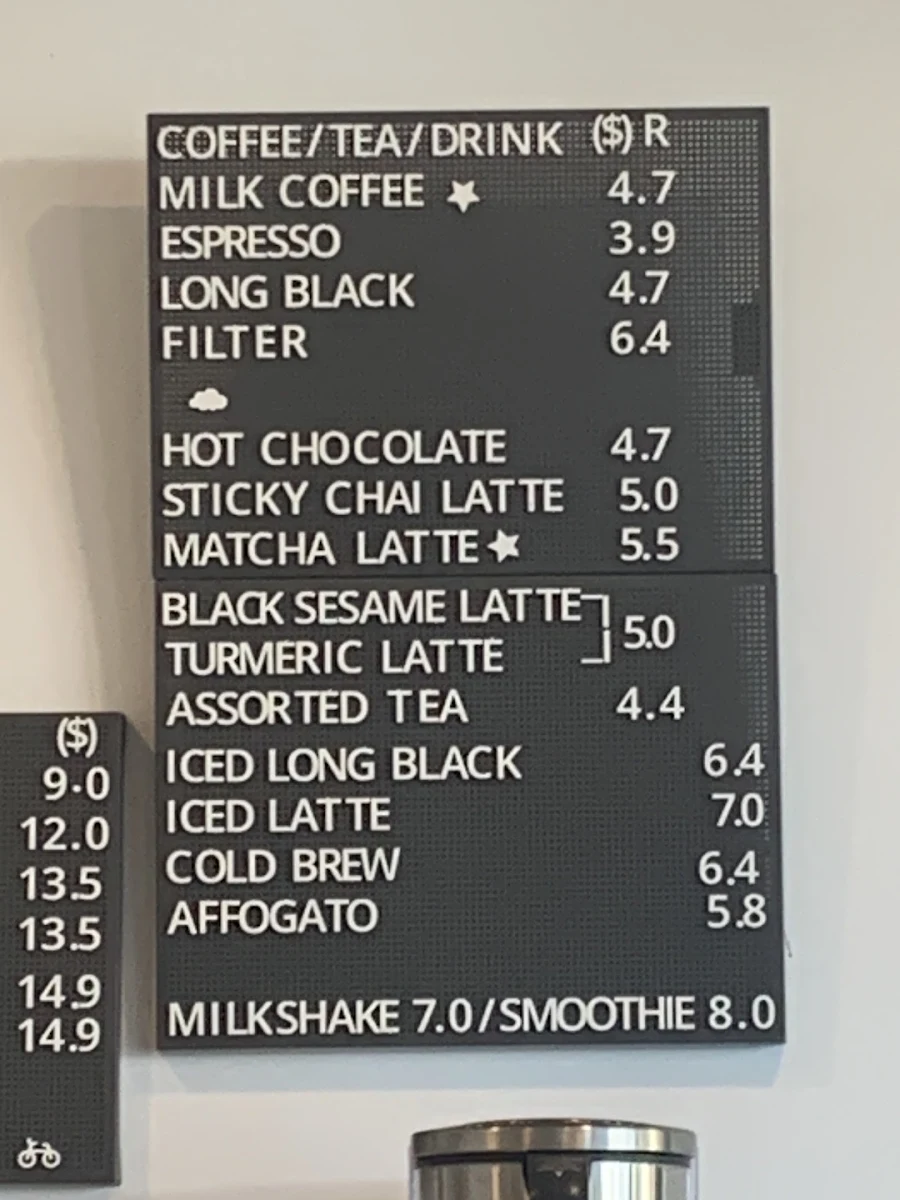 Menu, Bunny Slope Cafe