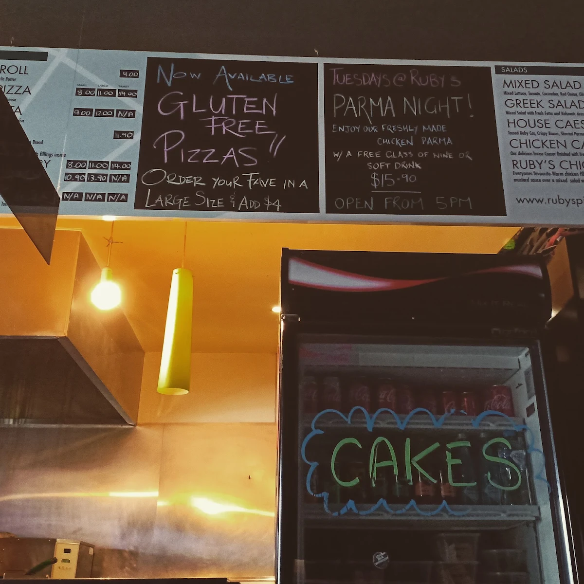 Menu, Ruby's Pizza & Pasta Restaurant