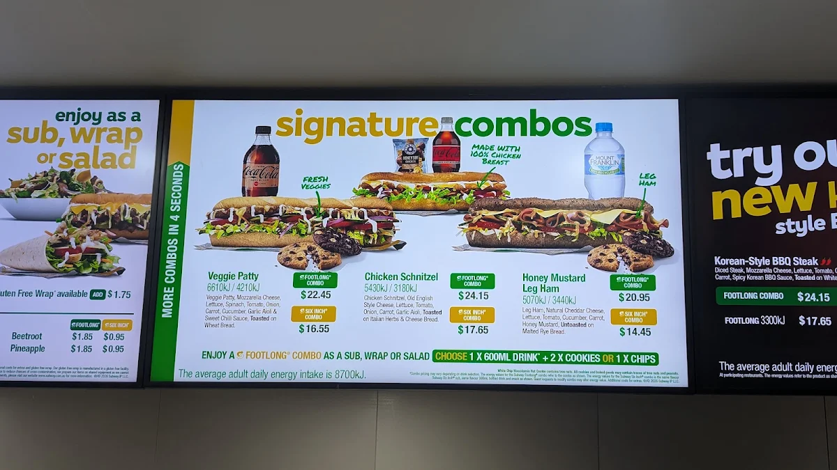 Menu, Subway
