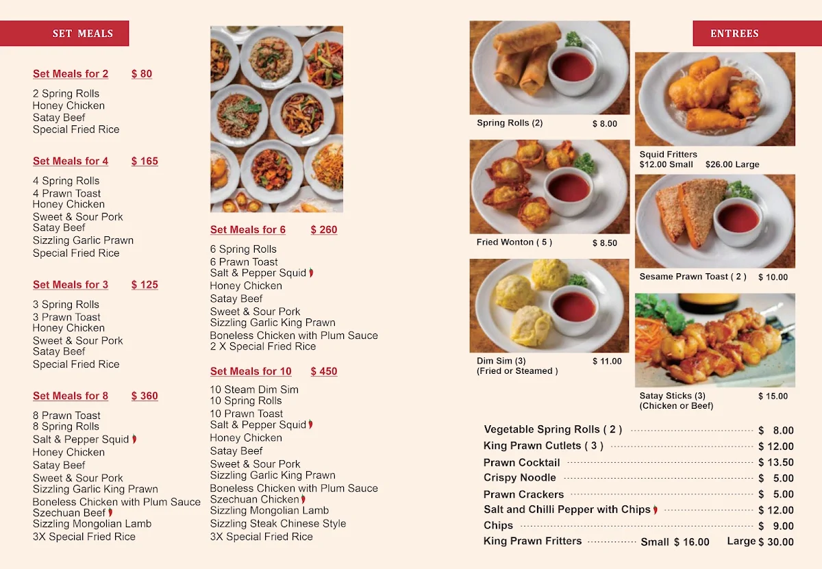 Menu, Lifang Valley Chinese