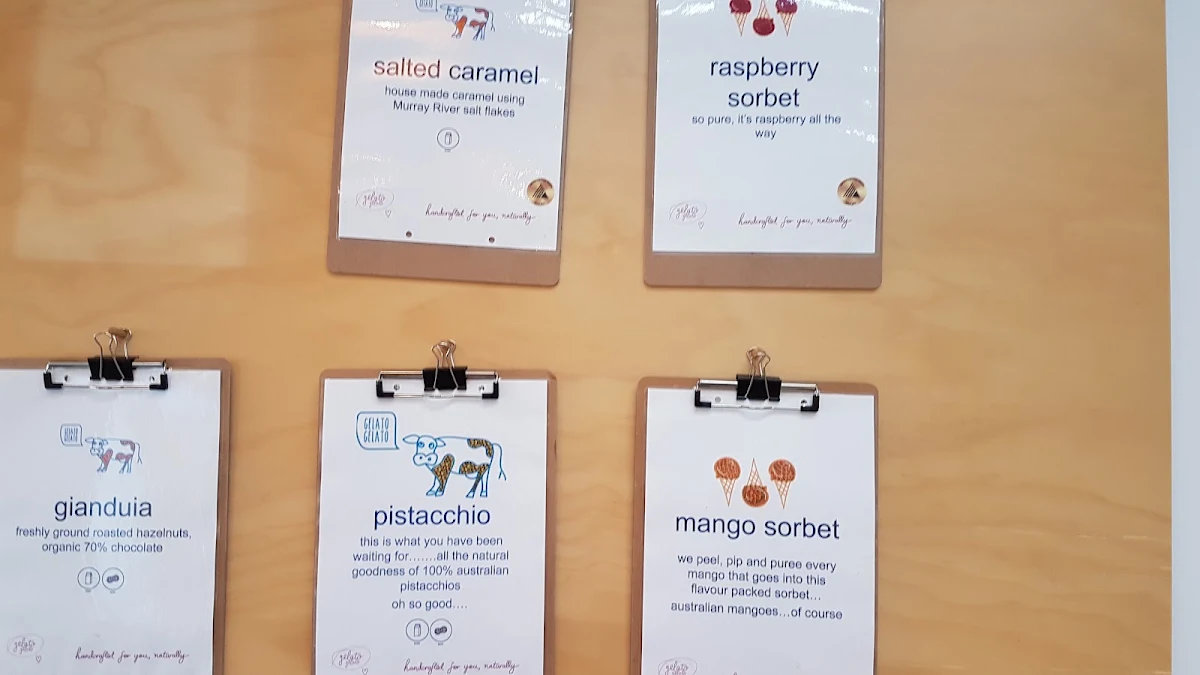 Menu, Gelato Gelato