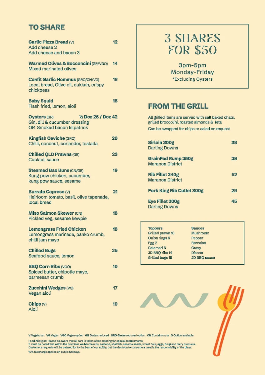 Menu, Mermaid Waters Hotel
