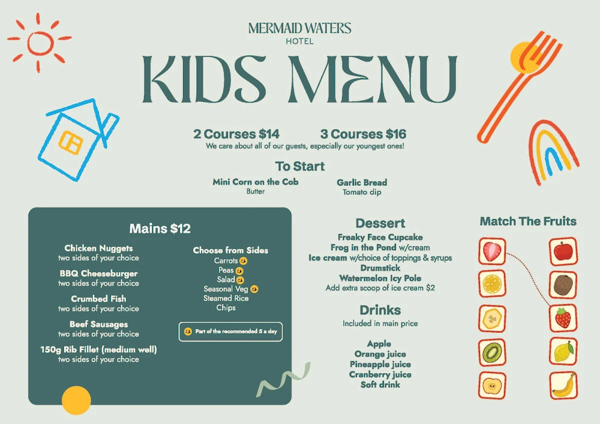 Menu, Mermaid Waters Hotel
