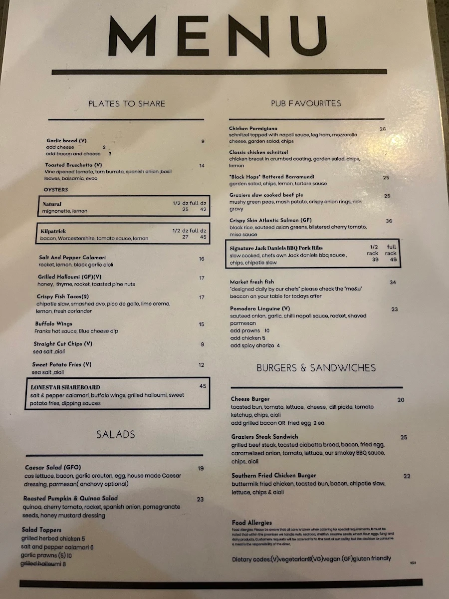 Menu, Mermaid Waters Hotel