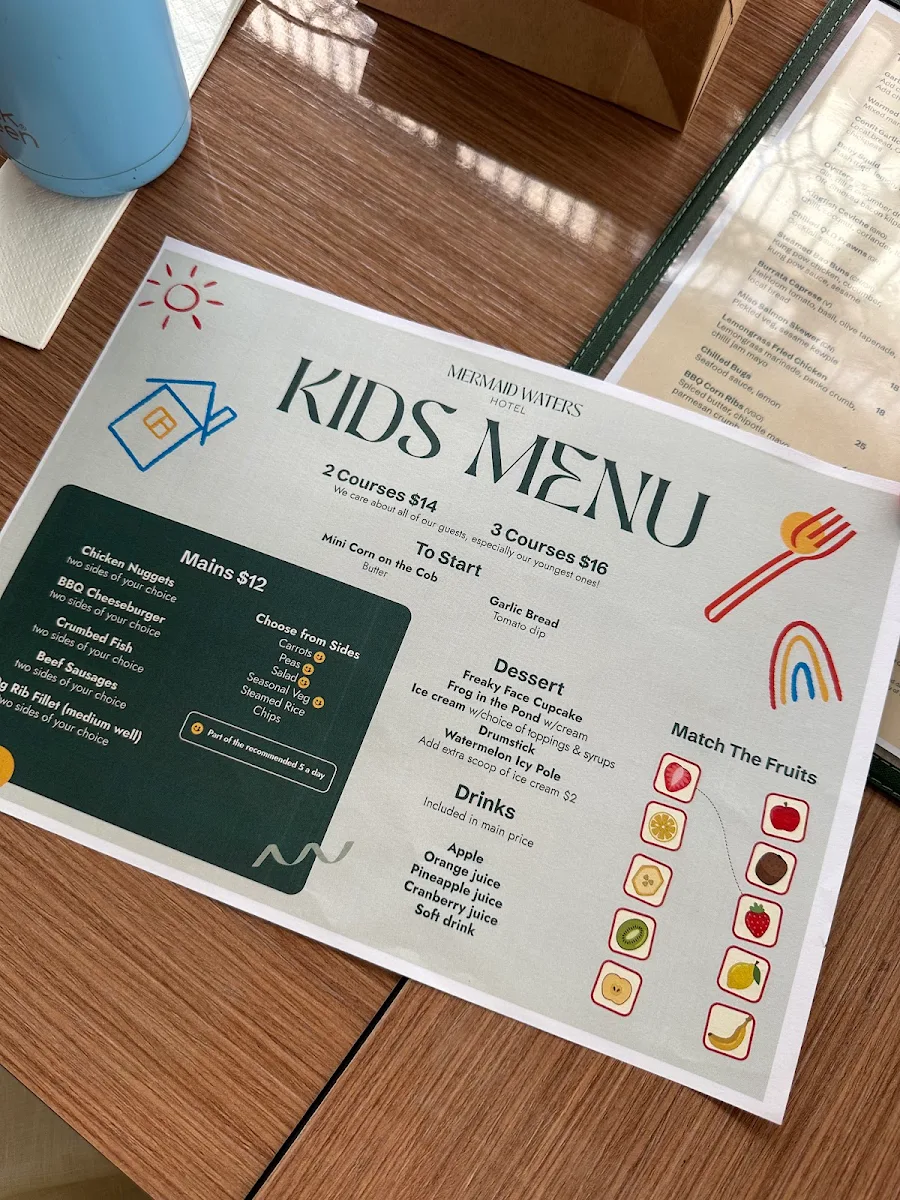 Menu, Mermaid Waters Hotel