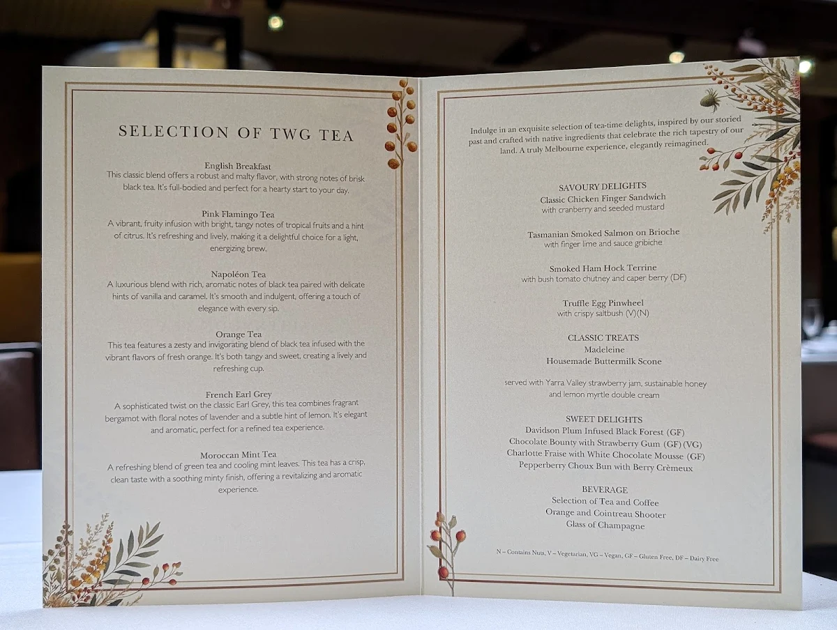 Menu, Alluvial Restaurant