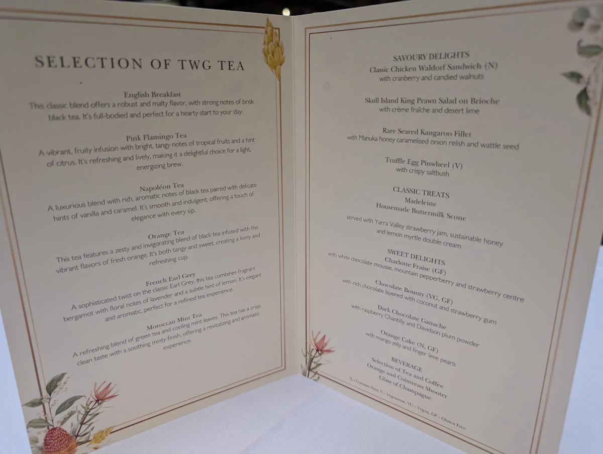 Menu, Alluvial Restaurant
