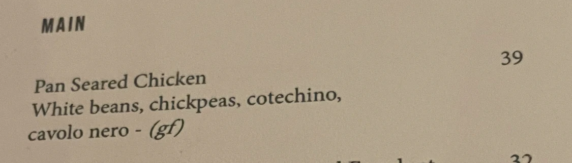 Menu, Alluvial Restaurant