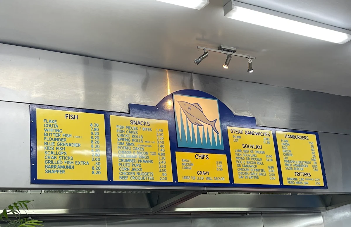 Menu, Peter's Fish Shop Kangaroo Flat