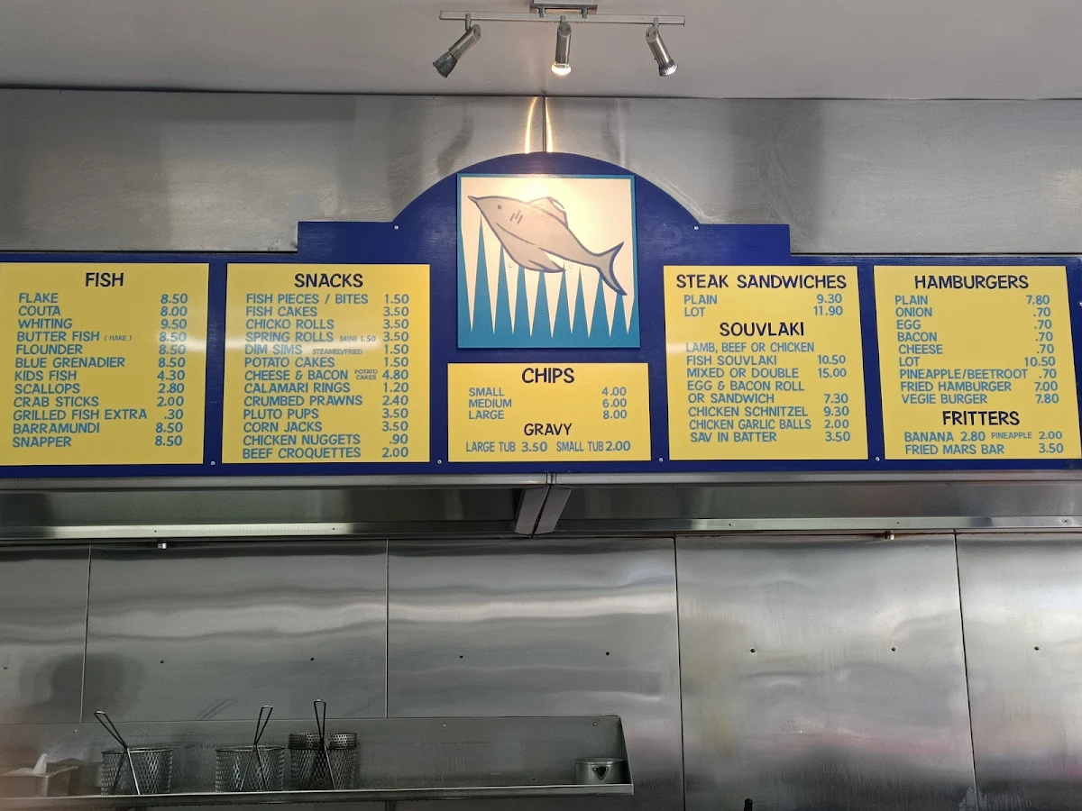 Menu, Peter's Fish Shop Kangaroo Flat