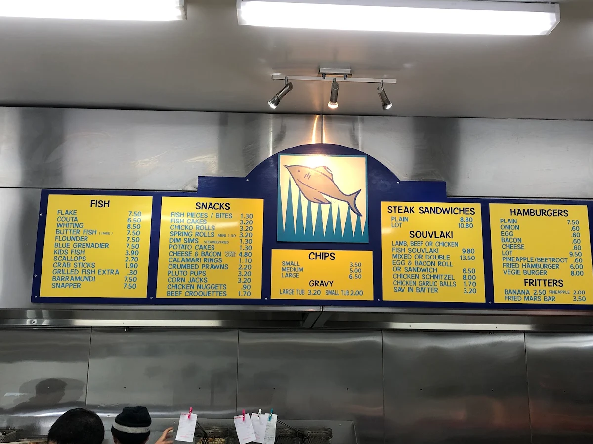 Menu, Peter's Fish Shop Kangaroo Flat