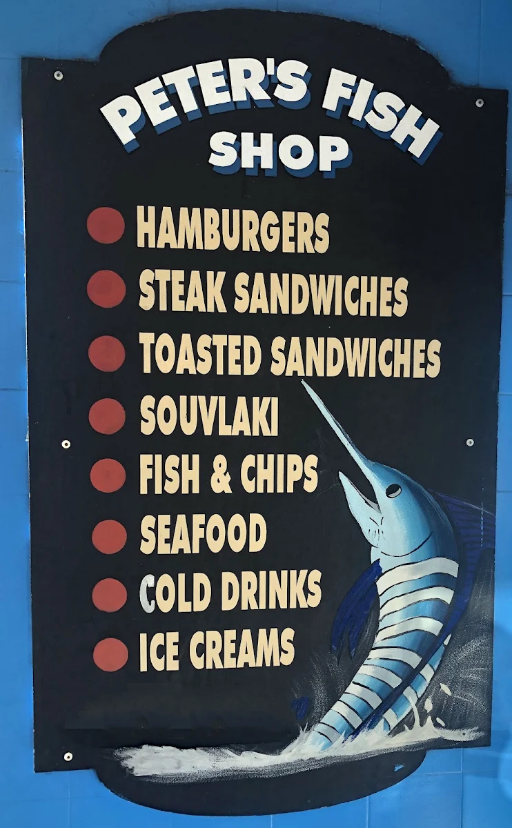 Menu, Peter's Fish Shop Kangaroo Flat