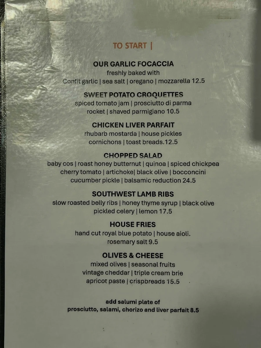 Menu, Al Forno