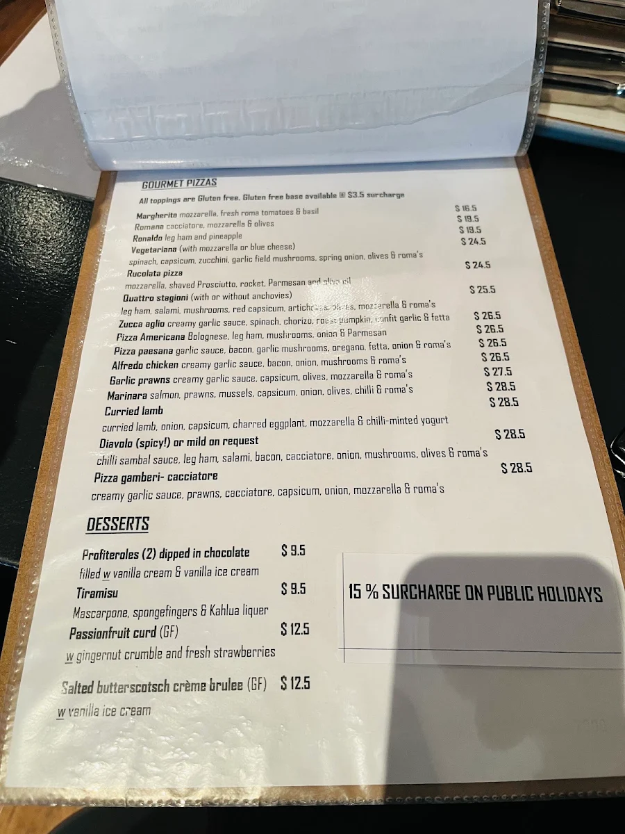 Menu, Al Forno