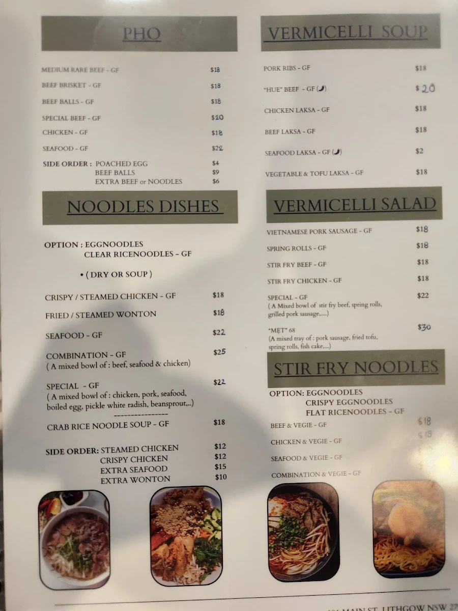 Menu, PHO 68 QUAN